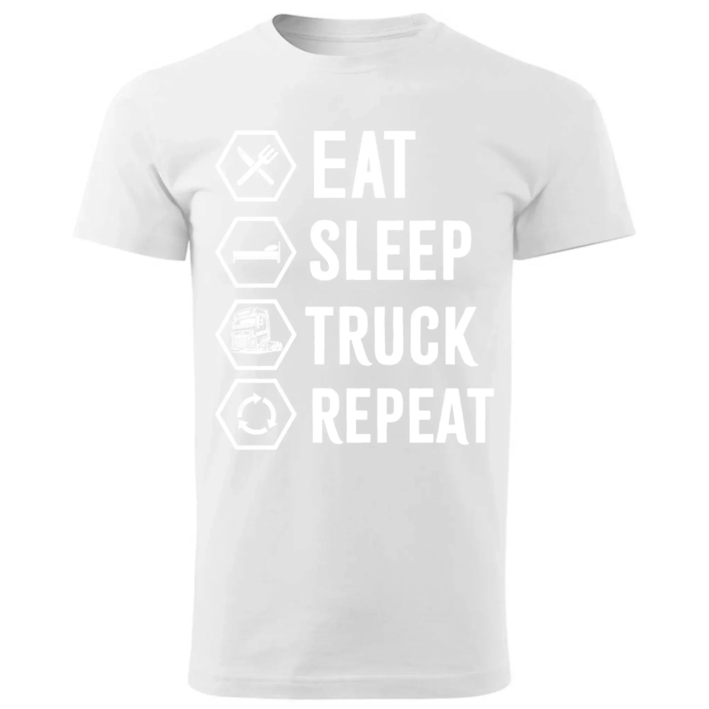 Eat Sleep Truck Repeat | Koszulka męska dla kierowcy tira ZKT05 - StoryCups.pl