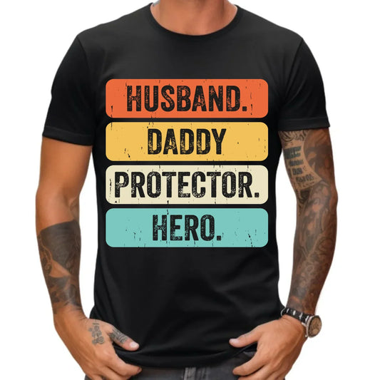 Husband daddy protector hero | Koszulka dla taty na prezent DT05 - StoryCups.pl