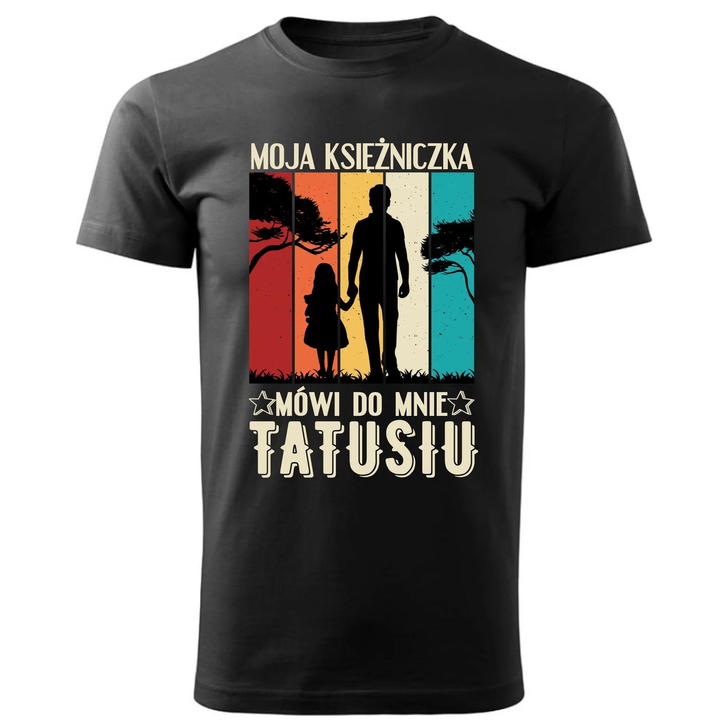 Prezent dla taty czarna koszulka z nadrukiem DZIEŃ OJCA TATA