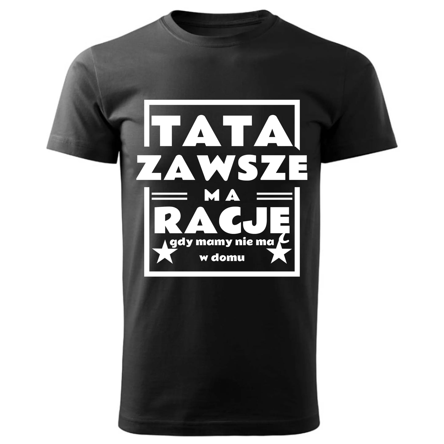 Prezent dla taty czarna koszulka z nadrukiem DZIEŃ OJCA TATA