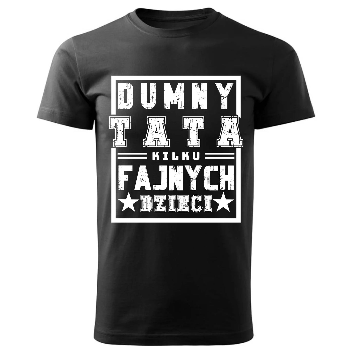 Prezent dla taty czarna koszulka z nadrukiem DZIEŃ OJCA TATA