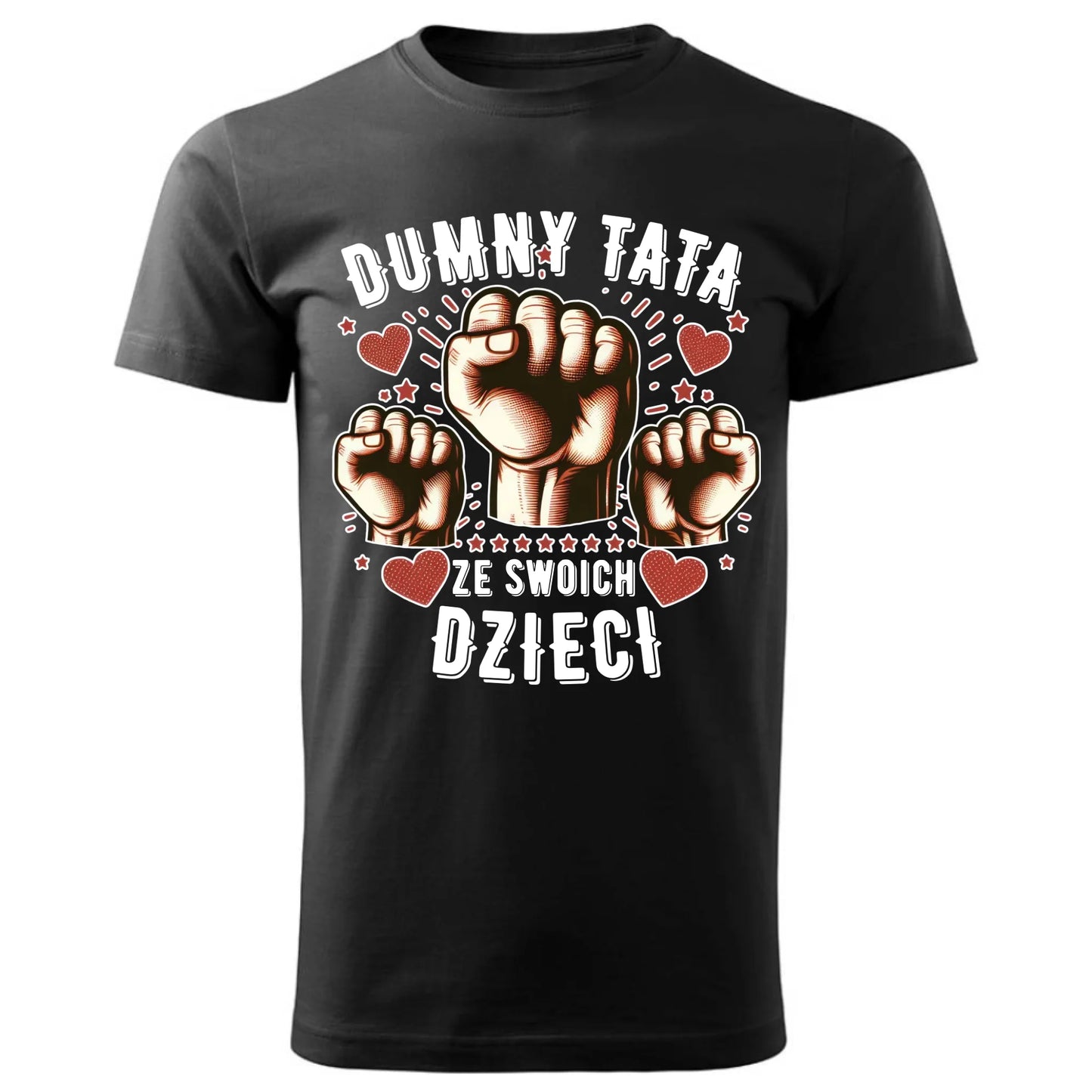 Prezent dla taty czarna koszulka z nadrukiem DZIEŃ OJCA TATA