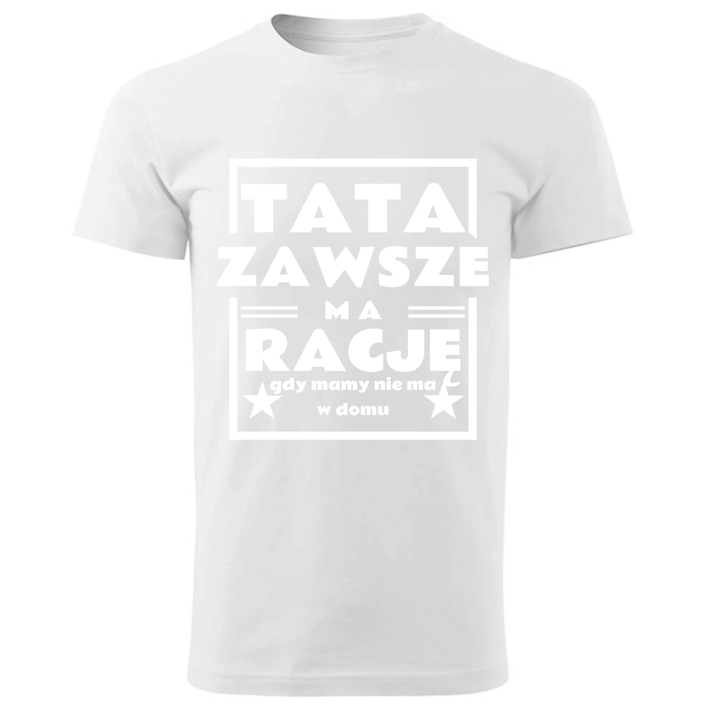 Prezent dla taty biała koszulka z nadrukiem DZIEŃ OJCA TATA