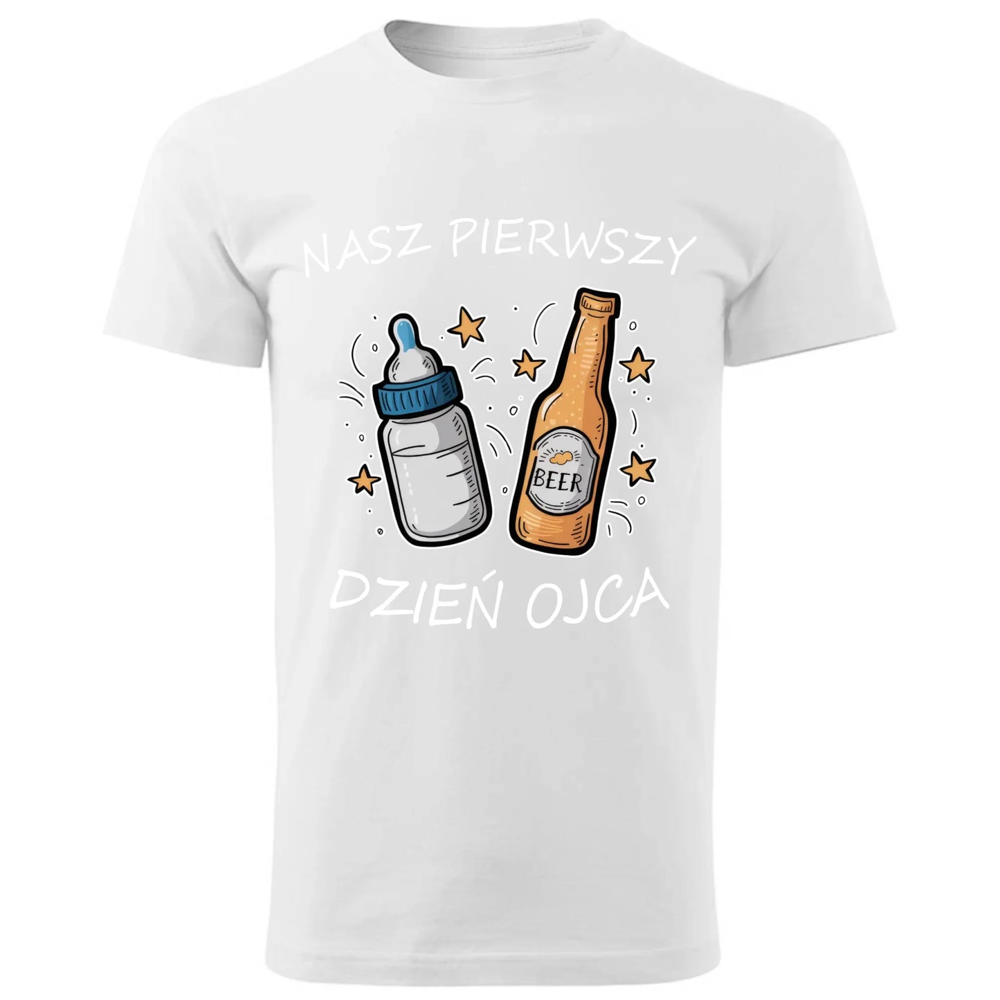 Prezent dla taty biała koszulka z nadrukiem DZIEŃ OJCA TATA