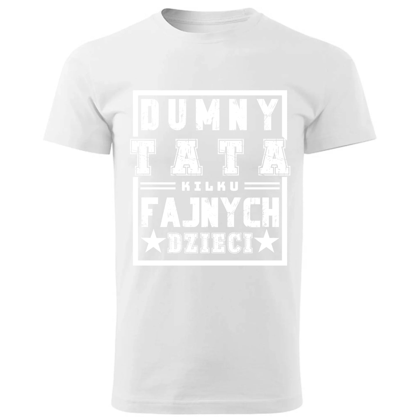 Prezent dla taty biała koszulka z nadrukiem DZIEŃ OJCA TATA