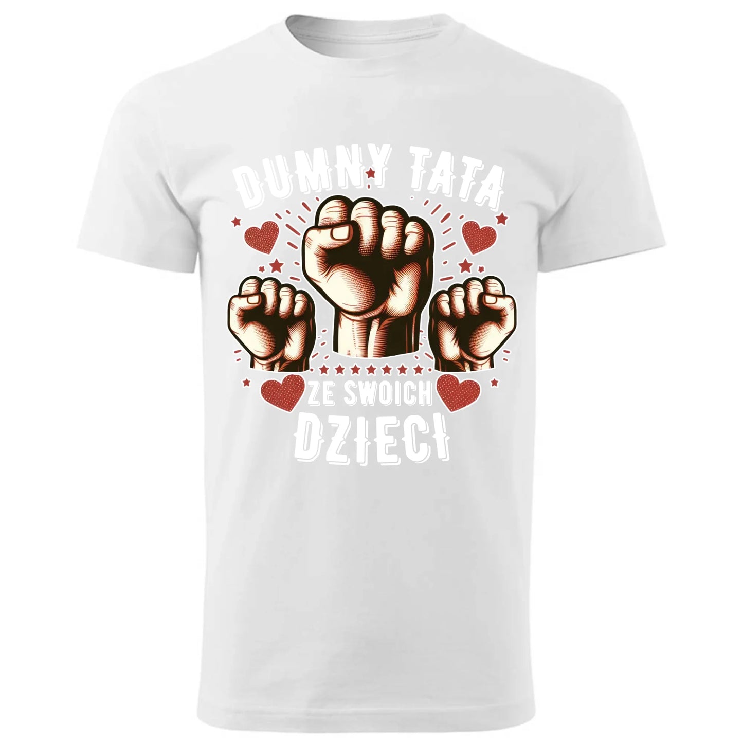 Prezent dla taty biała koszulka z nadrukiem DZIEŃ OJCA TATA