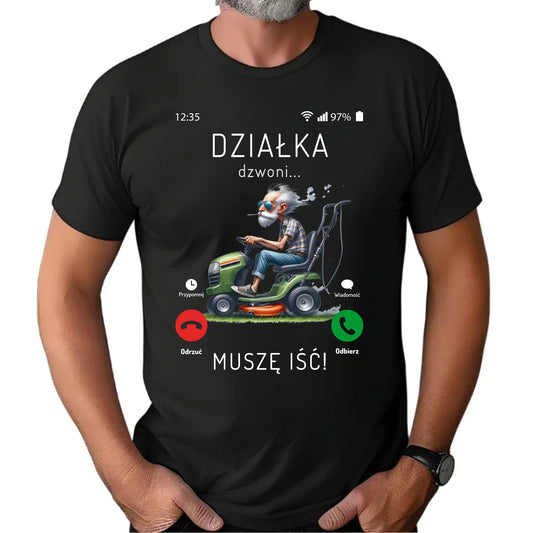 Działka dzwoni muszę iść | Koszulka męska dla dziadka D35 - StoryCups.pl