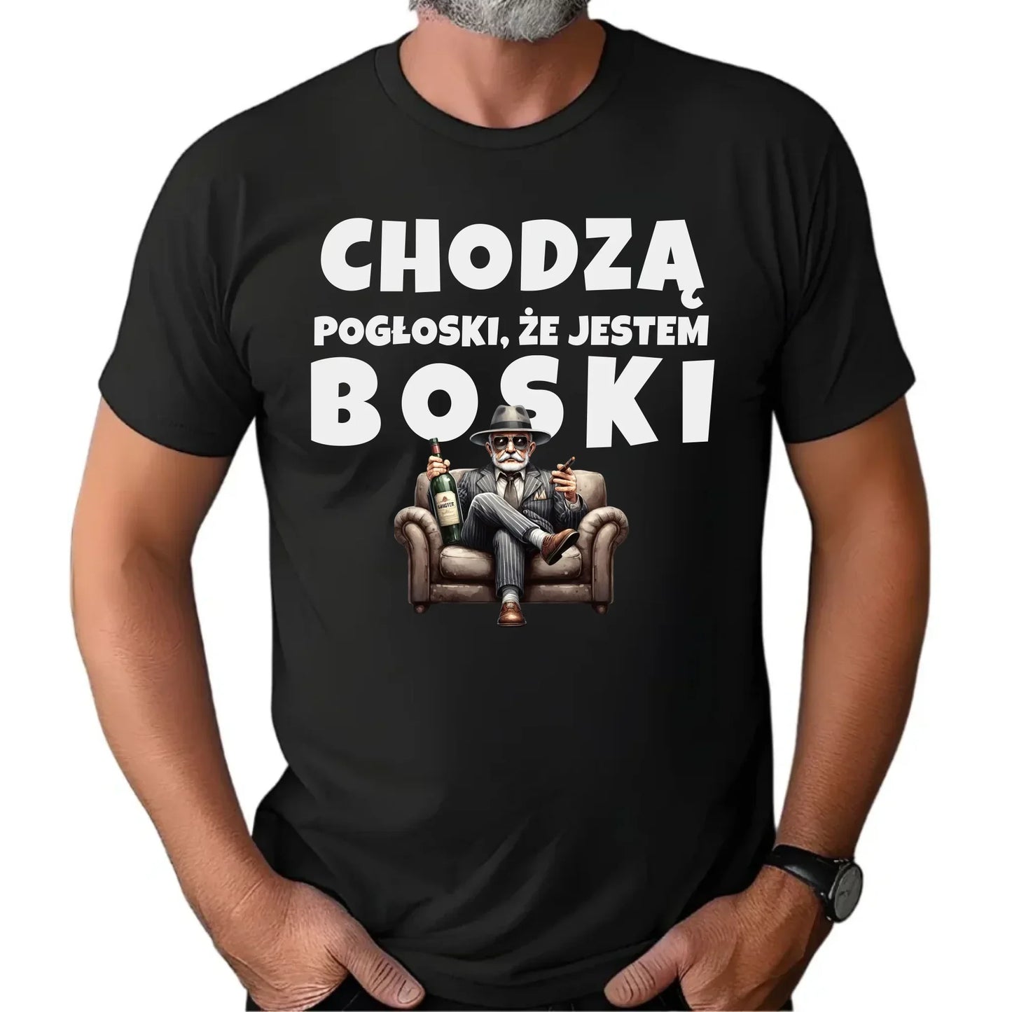 Chodzą pogłoski, że jestem boski | Koszulka męska dla dziadka D16 - StoryCups.pl