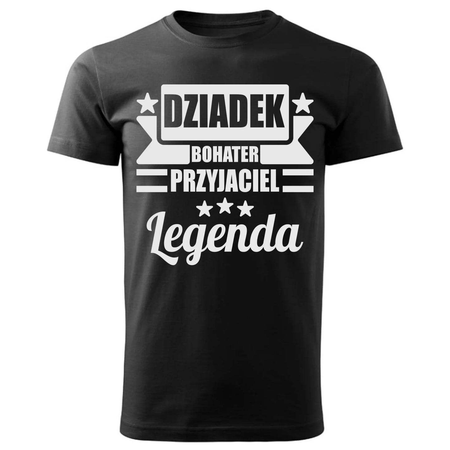 Prezent dla dziadka czarna koszulka z nadrukiem DZIEŃ DZIADKA DZIADEK