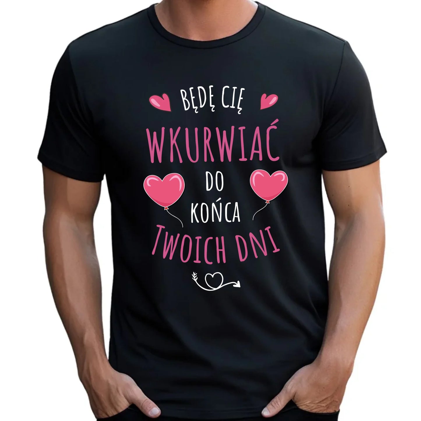Koszulka z nadrukiem dla par na prezent ZAKOCHANI PARA WALENTYNKI