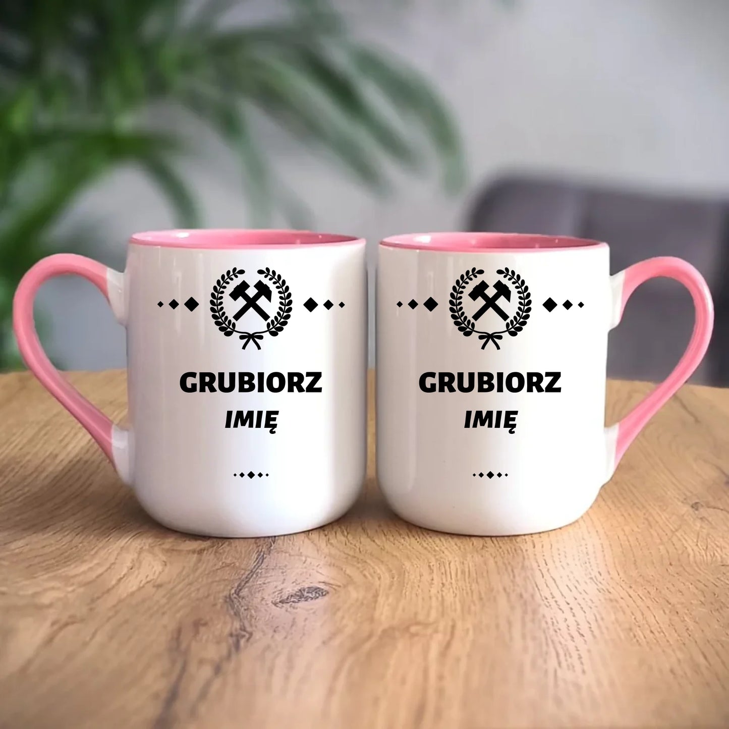Personalizowany różowy kubek elegant z nadrukiem na prezent 330ml