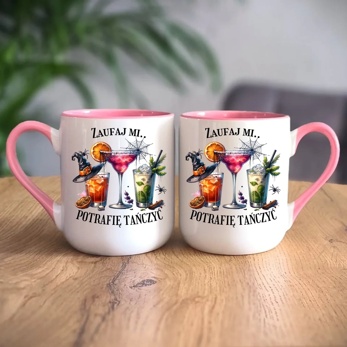 Personalizowany różowy kubek elegant z nadrukiem na prezent 330ml