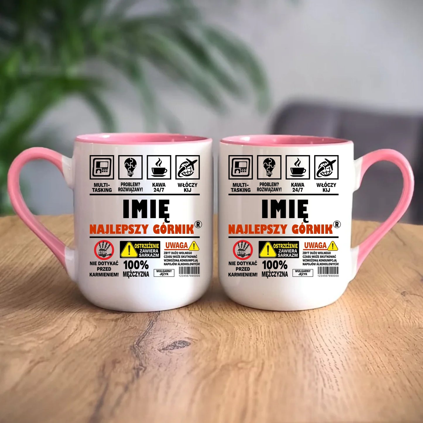Personalizowany różowy kubek elegant z nadrukiem na prezent 330ml