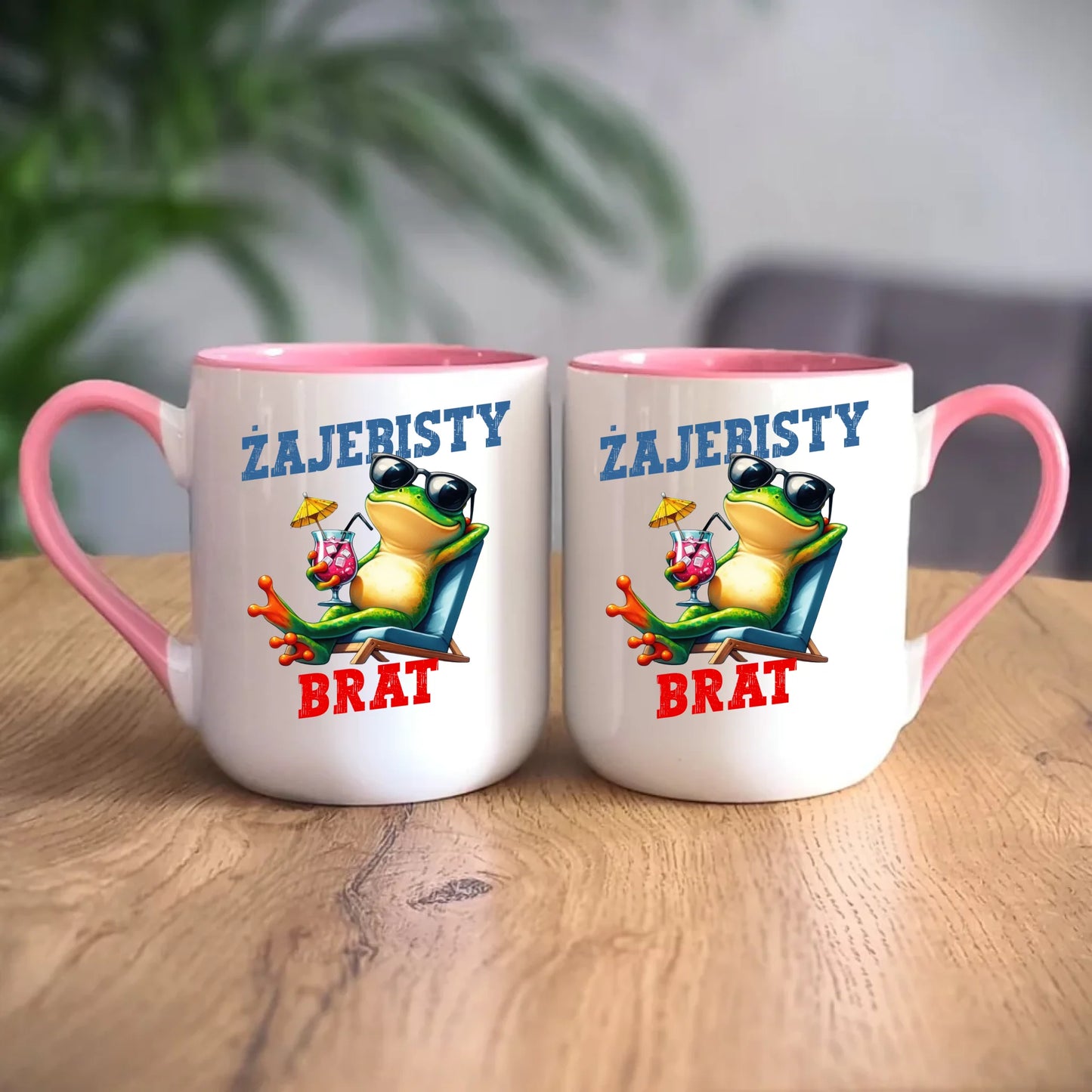 Personalizowany różowy kubek elegant z nadrukiem na prezent 330ml