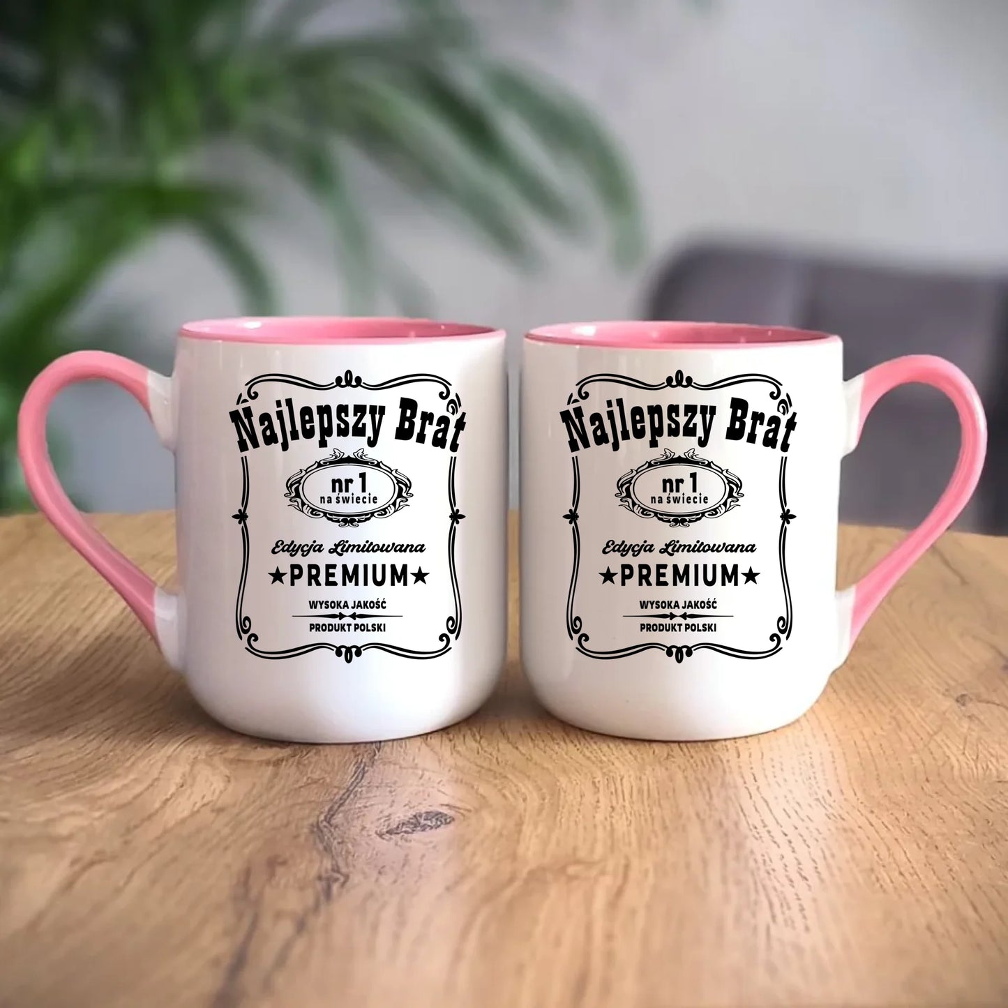 Personalizowany różowy kubek elegant z nadrukiem na prezent 330ml