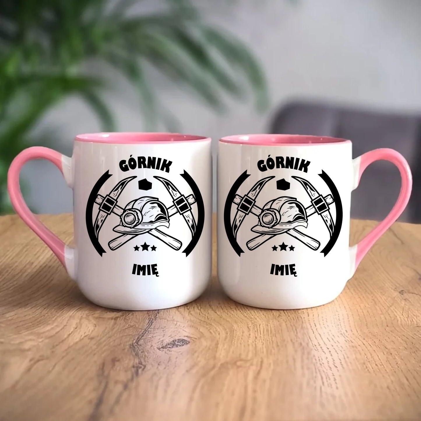 Personalizowany różowy kubek elegant z nadrukiem na prezent 330ml