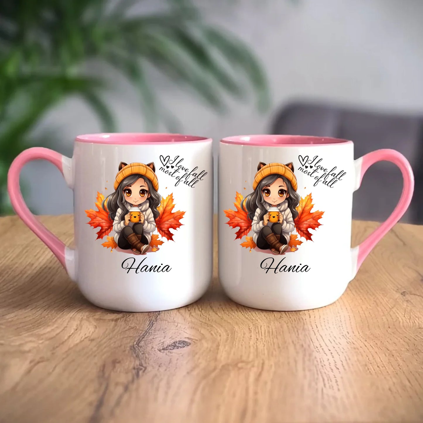Personalizowany różowy kubek elegant z nadrukiem na prezent 330ml