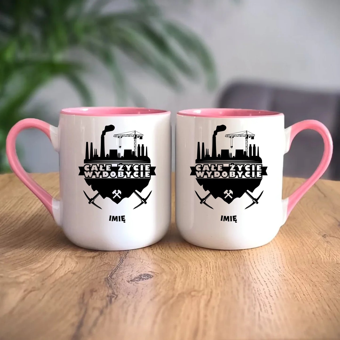 Personalizowany różowy kubek elegant z nadrukiem na prezent 330ml