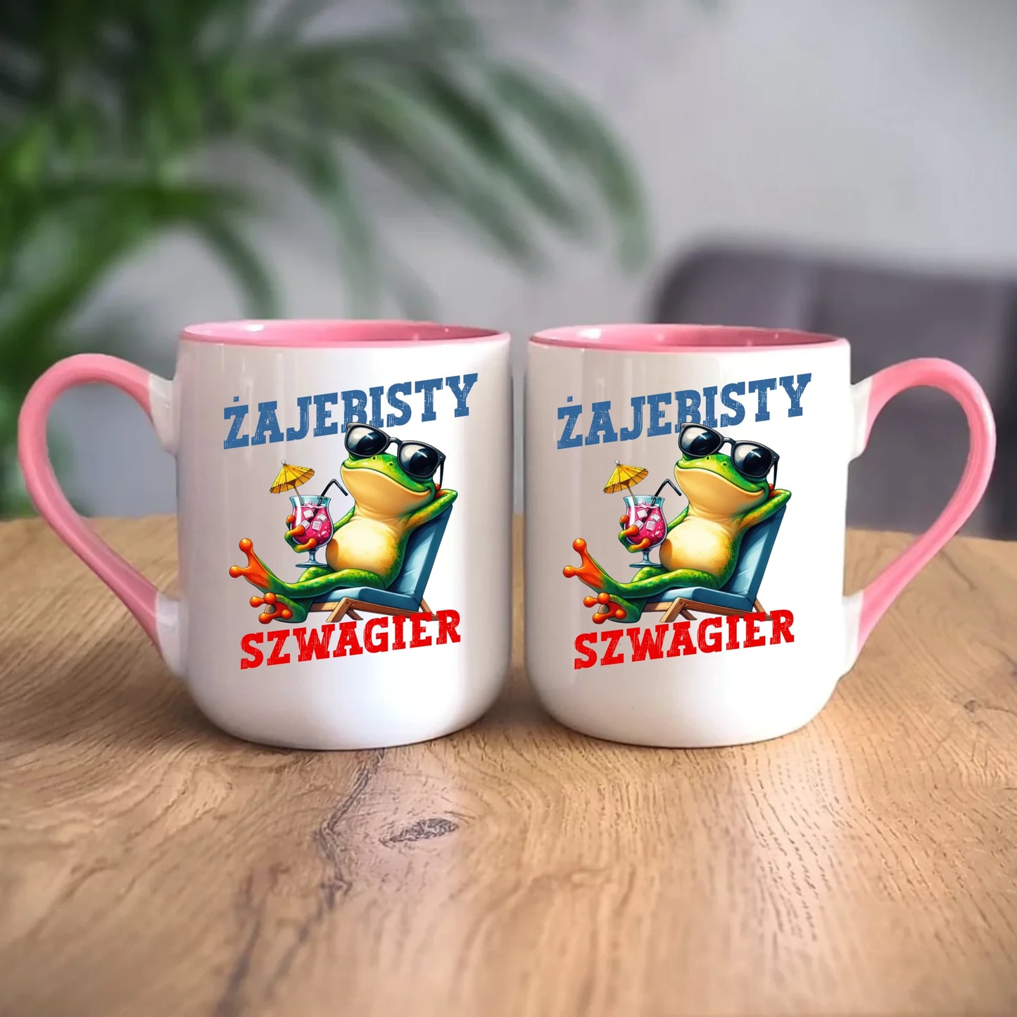 Personalizowany różowy kubek elegant z nadrukiem na prezent 330ml