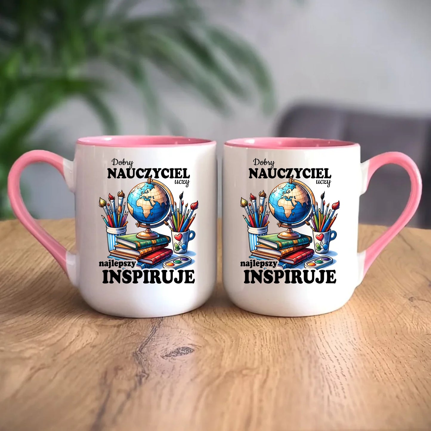 Personalizowany różowy kubek elegant z nadrukiem na prezent 330ml