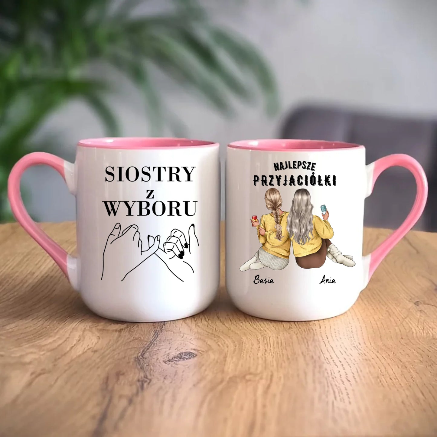 Personalizowany różowy kubek elegant z nadrukiem na prezent 330ml