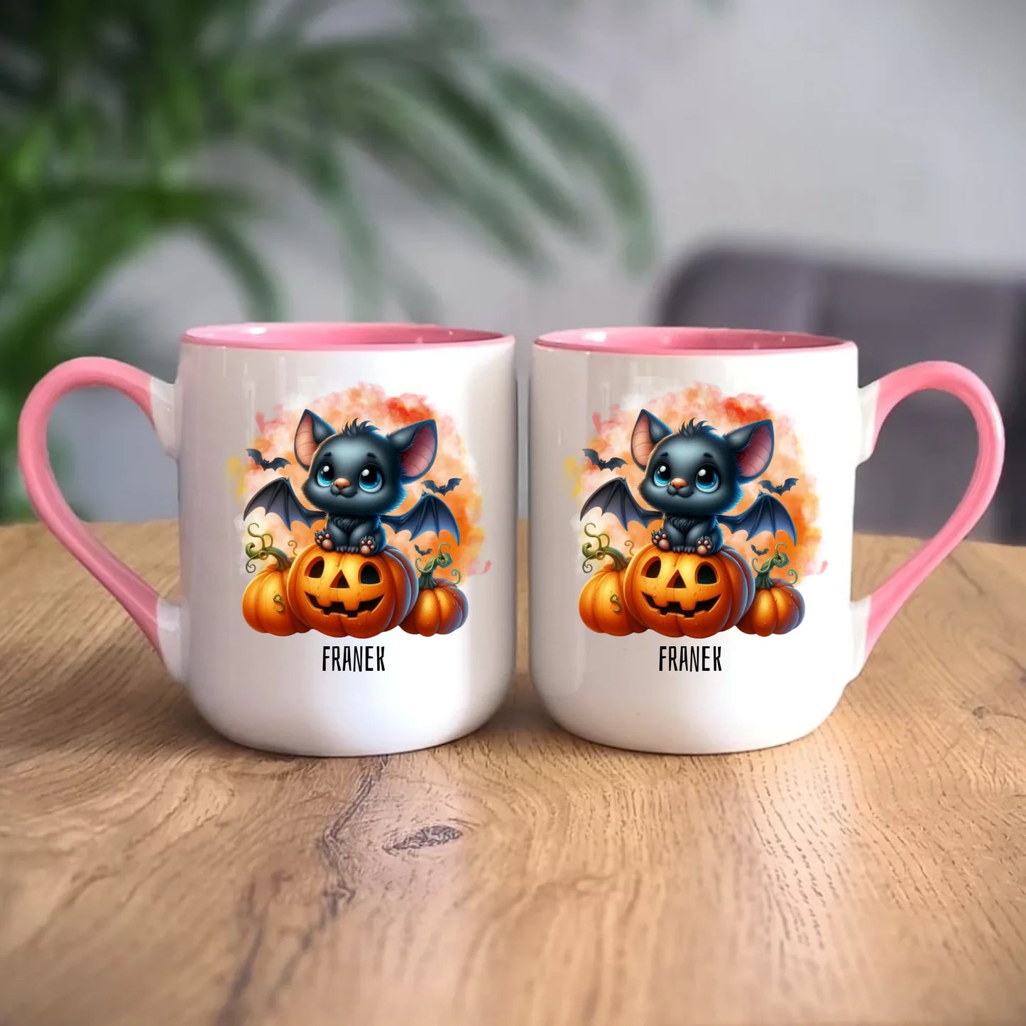 Personalizowany różowy kubek elegant z nadrukiem na prezent 330ml