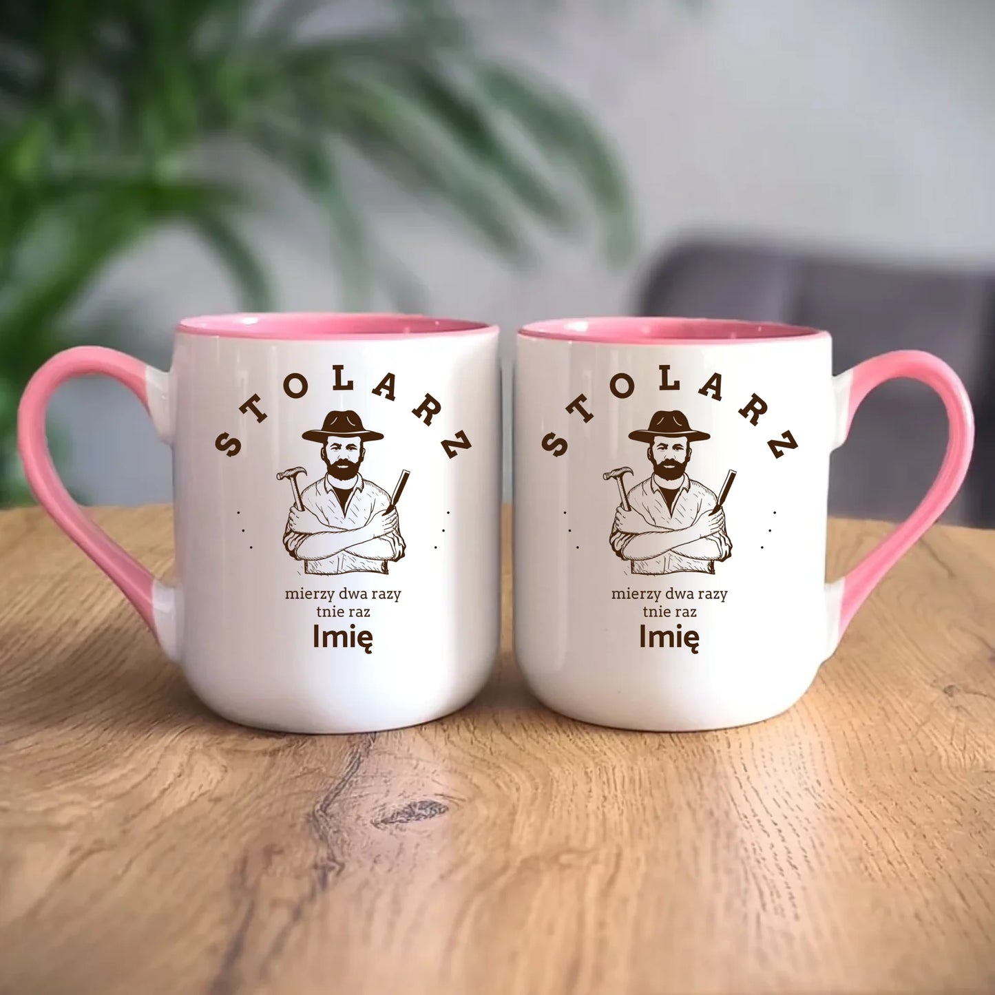Personalizowany różowy kubek elegant z nadrukiem na prezent 330ml