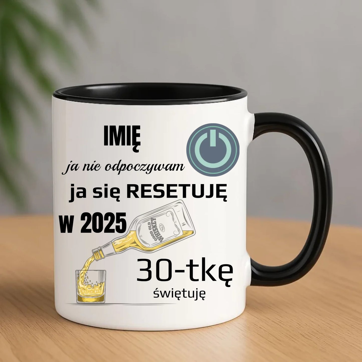 Urodzinowy czarny kubek z nadrukiem prezent na URODZINY