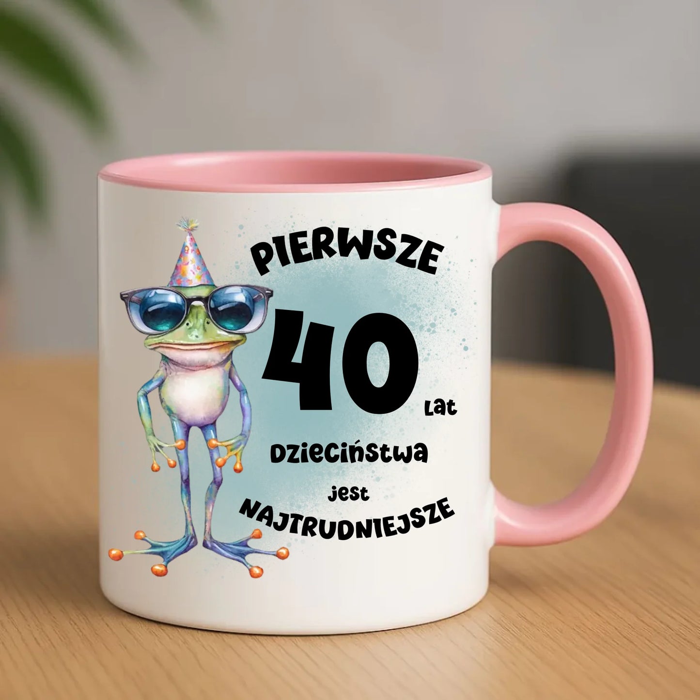 Urodzinowy różowy kubek z nadrukiem prezent na URODZINY
