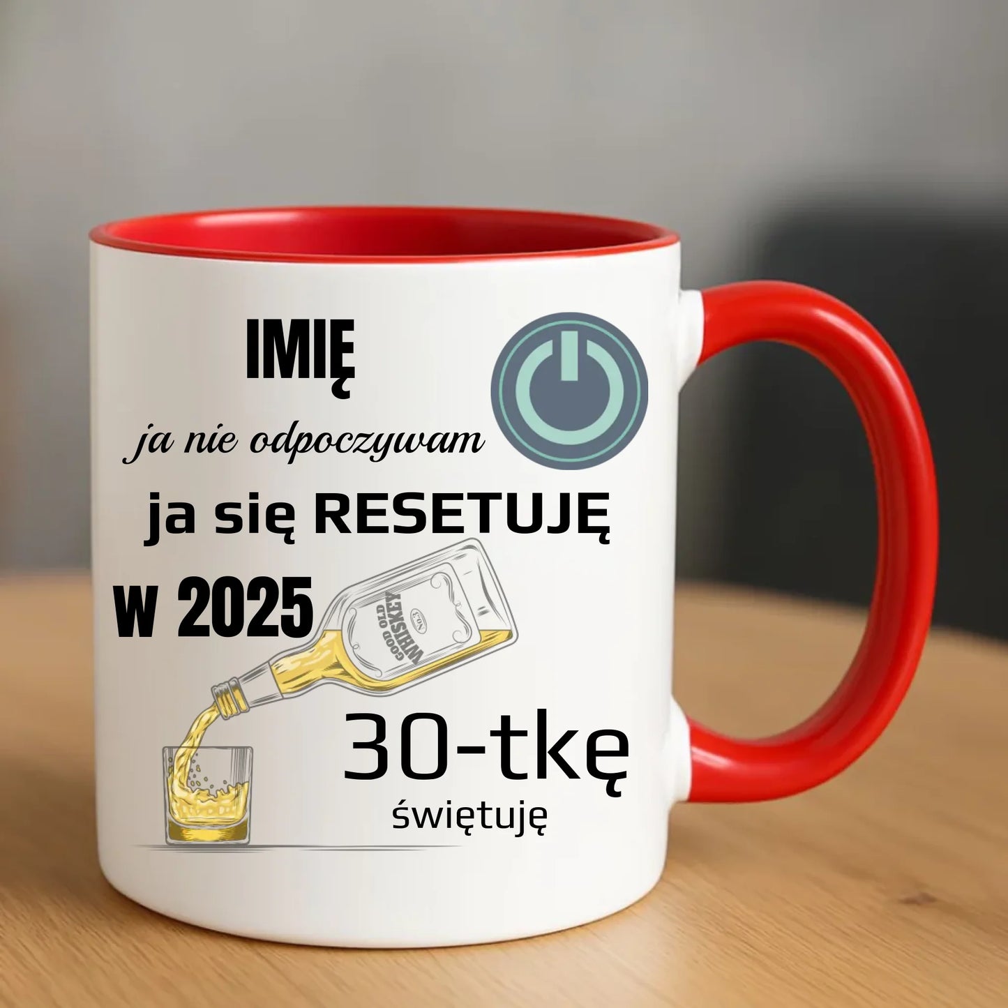 Urodzinowy czerwony kubek z nadrukiem prezent na URODZINY