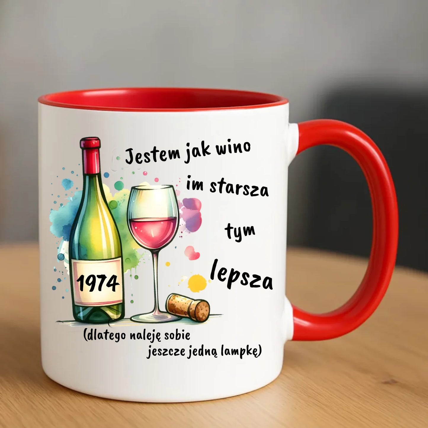 Urodzinowy czerwony kubek z nadrukiem prezent na URODZINY