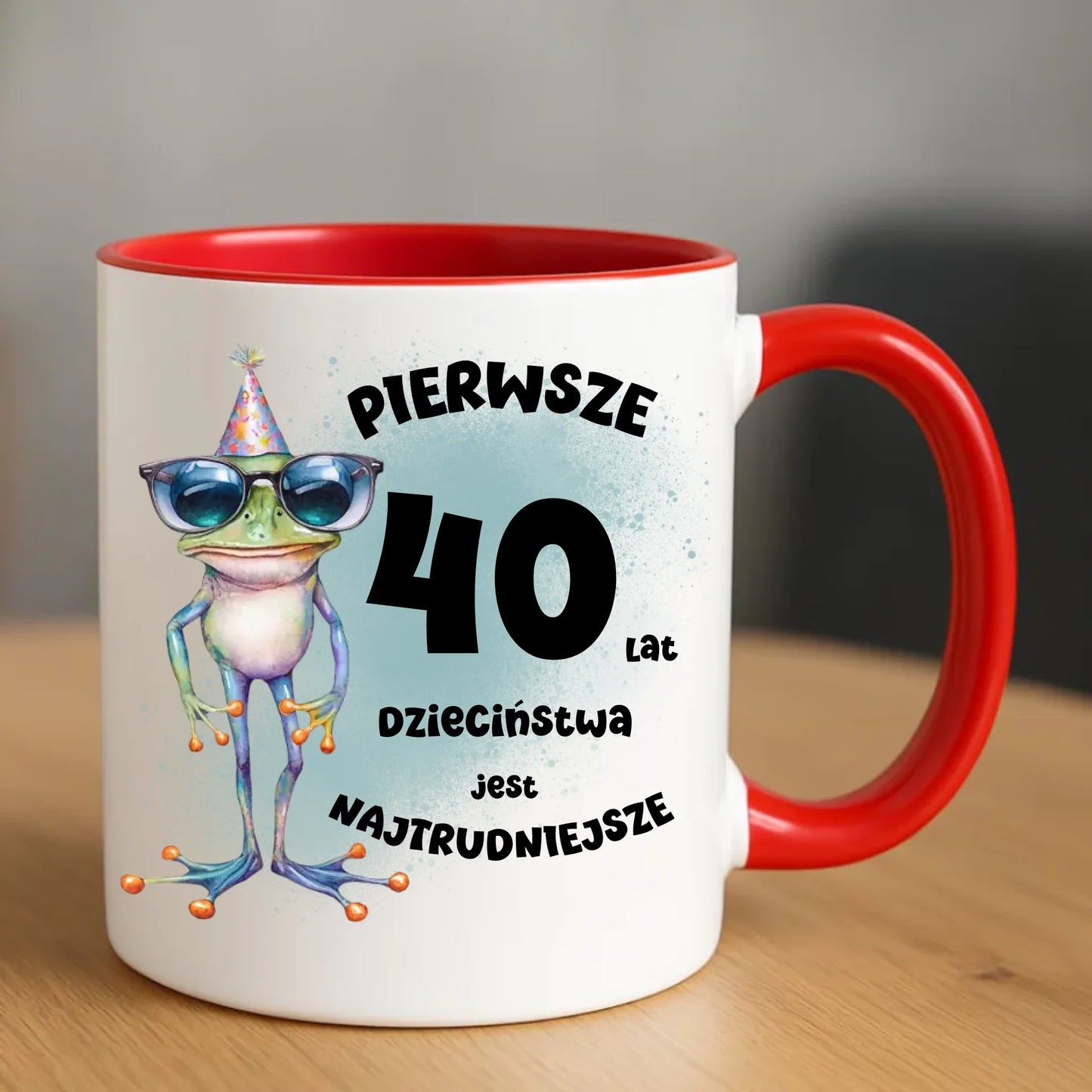 Urodzinowy czerwony kubek z nadrukiem prezent na URODZINY