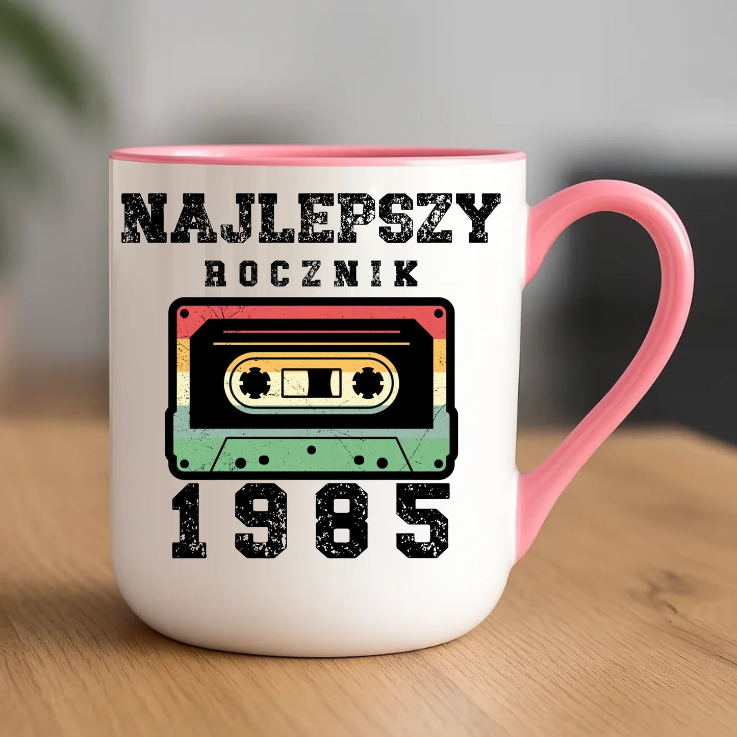 Urodzinowy różowy kubek elegant z nadrukiem prezent na URODZINY