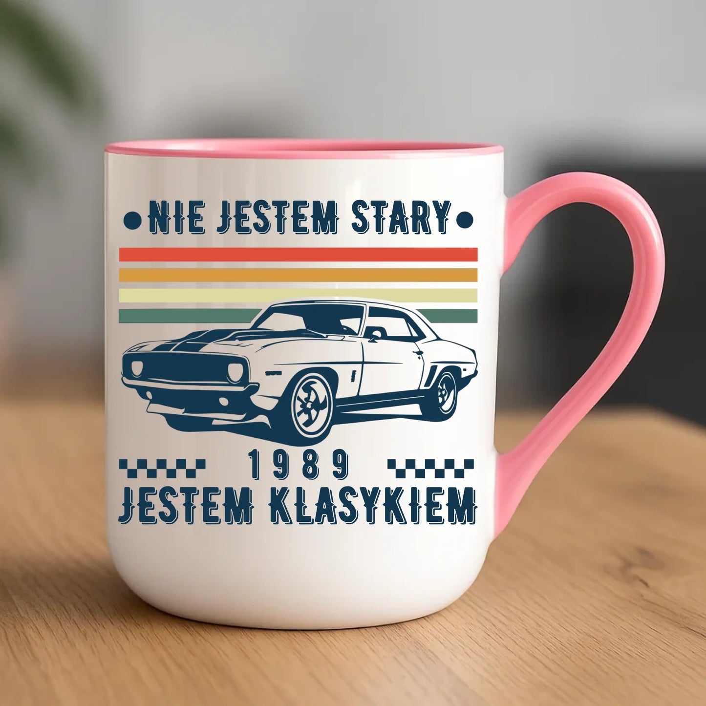 Urodzinowy różowy kubek elegant z nadrukiem prezent na URODZINY
