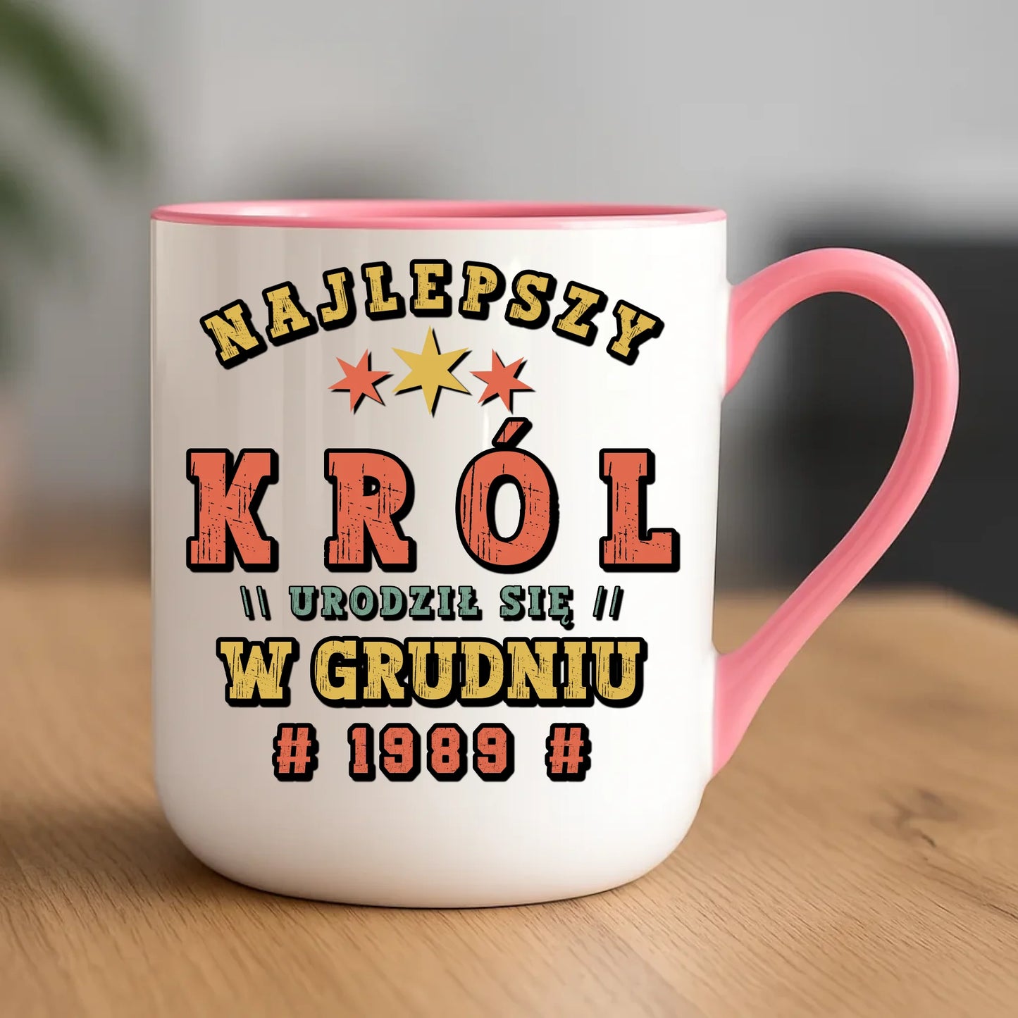 Urodzinowy różowy kubek elegant z nadrukiem prezent na URODZINY
