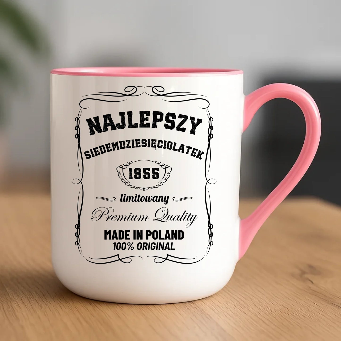 Urodzinowy różowy kubek elegant z nadrukiem prezent na URODZINY
