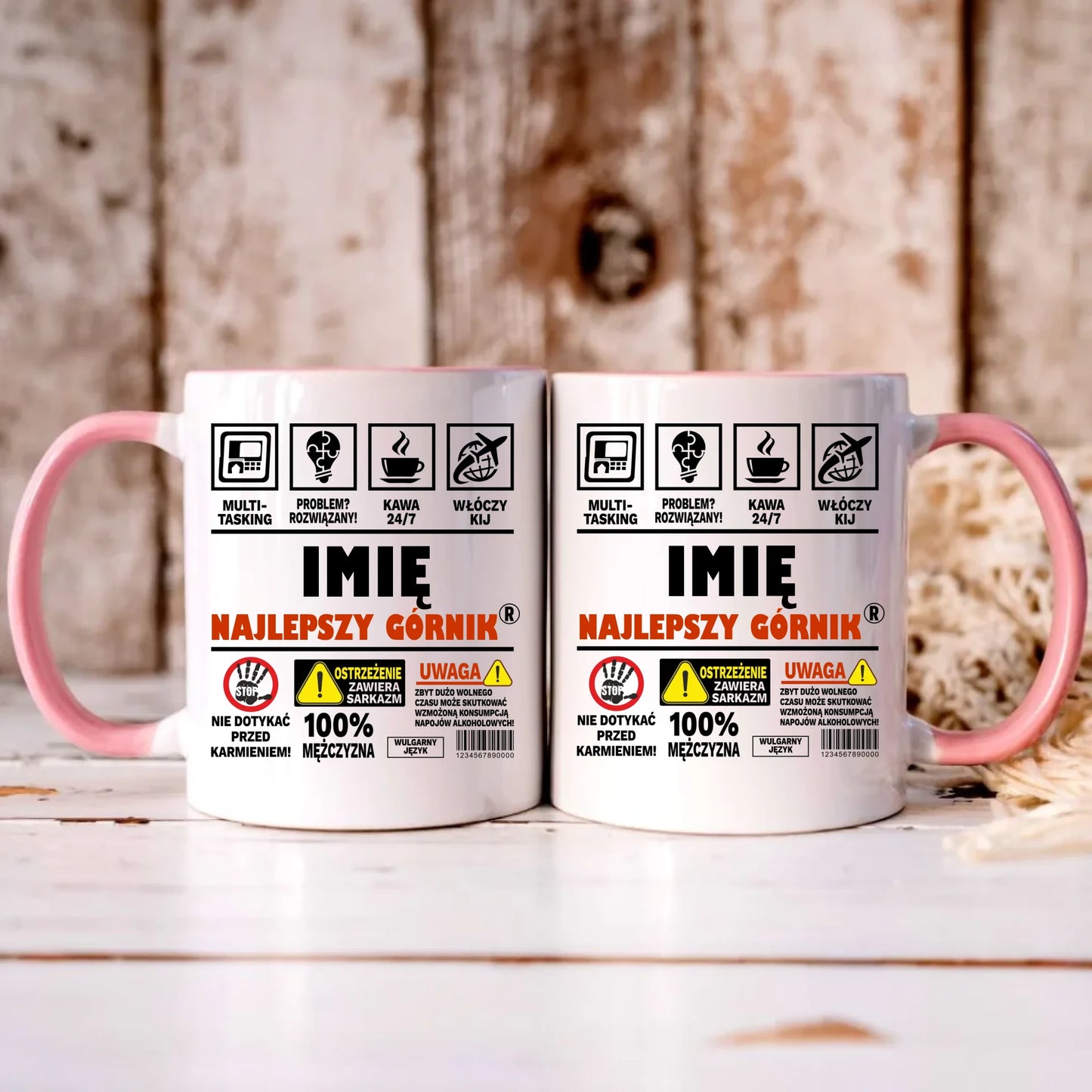 Personalizowany różowy kubek z nadrukiem na prezent
