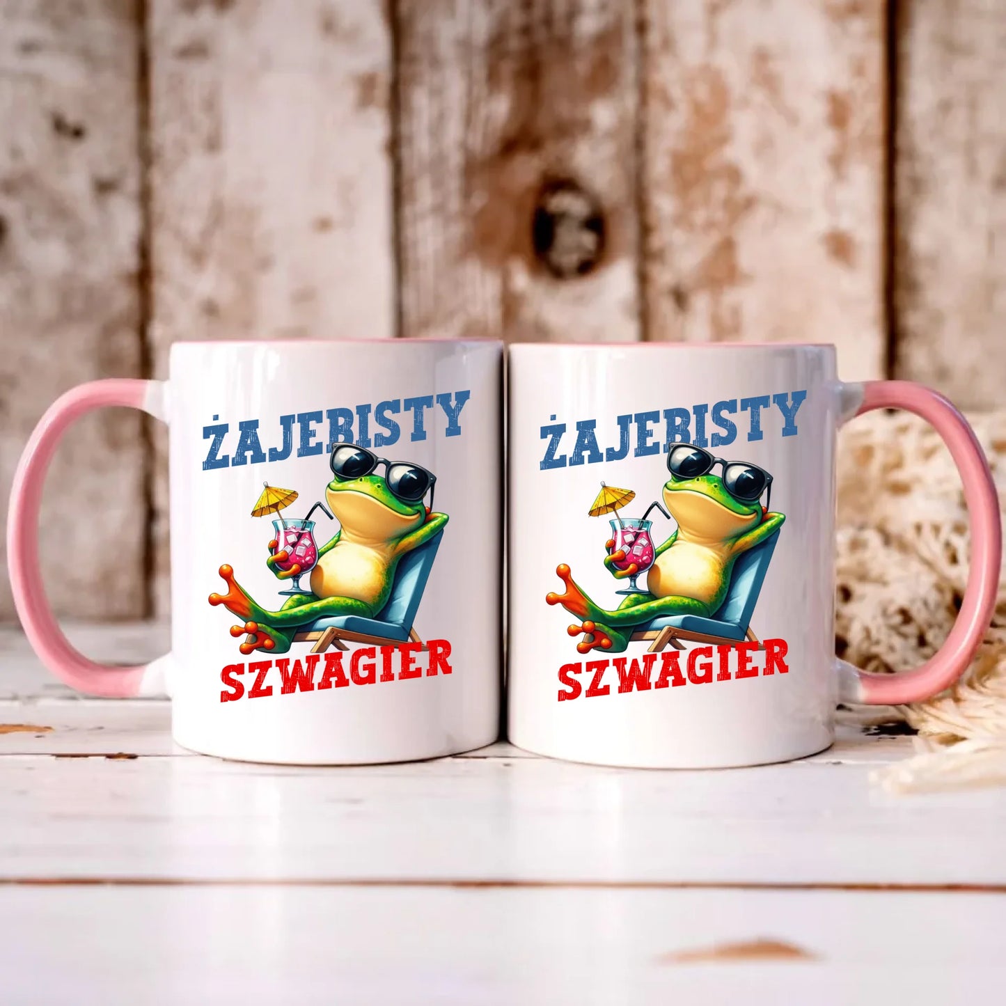 Personalizowany różowy kubek z nadrukiem na prezent
