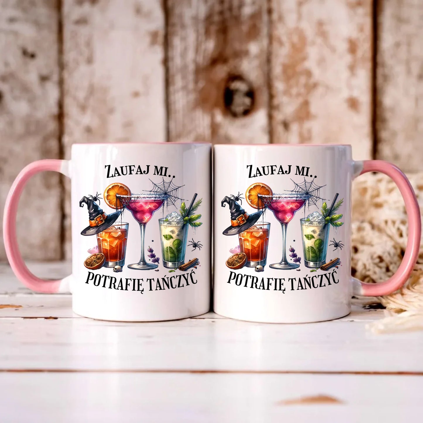 Personalizowany różowy kubek z nadrukiem na prezent