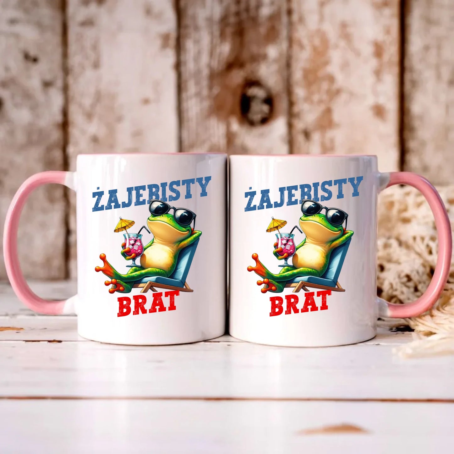 Personalizowany różowy kubek z nadrukiem na prezent