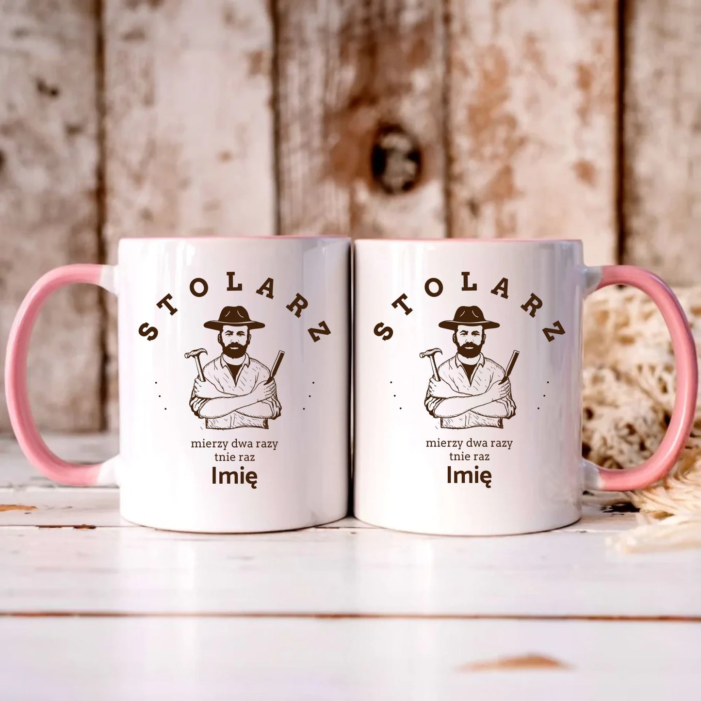 Personalizowany różowy kubek z nadrukiem na prezent