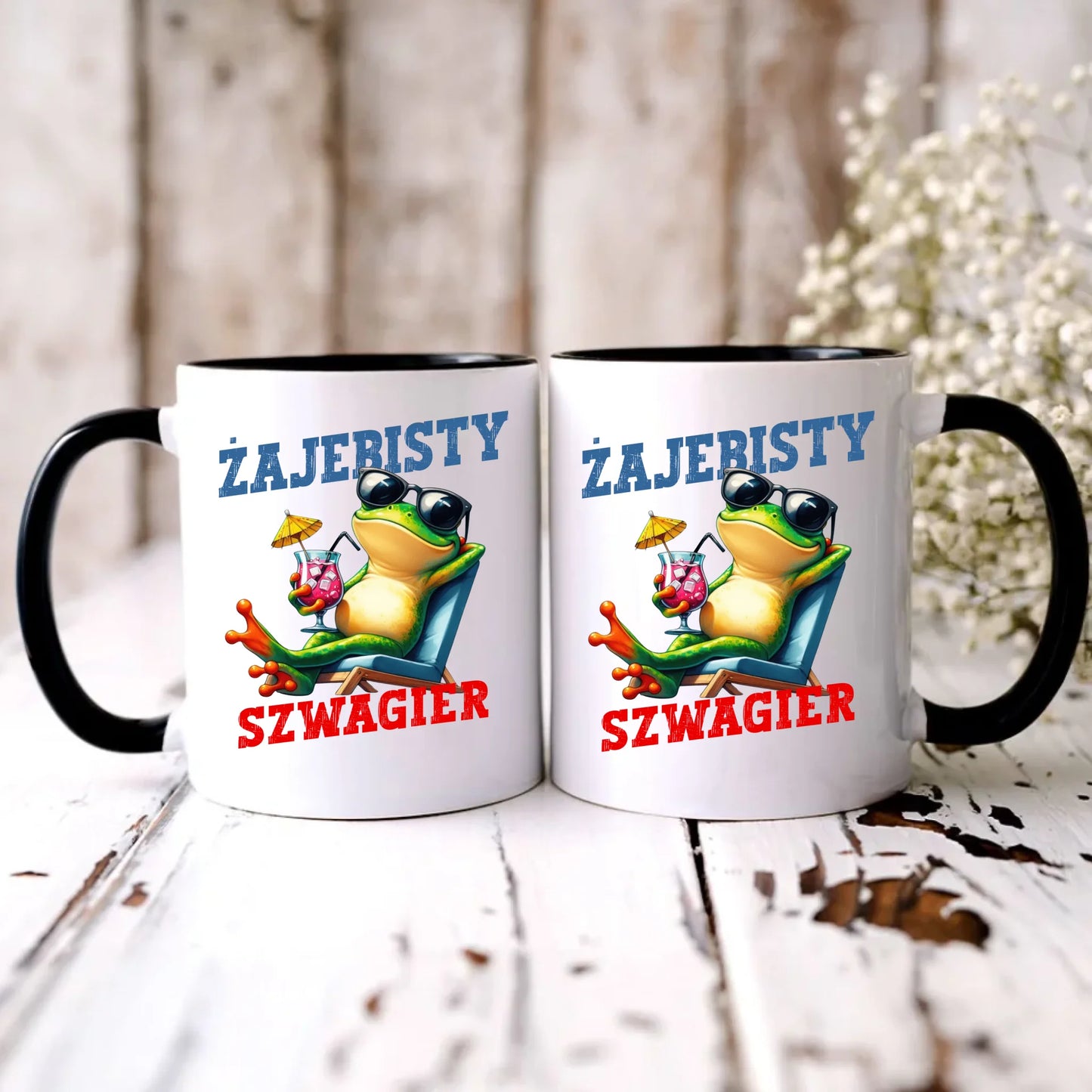 Personalizowany czarny kubek z nadrukiem na prezent