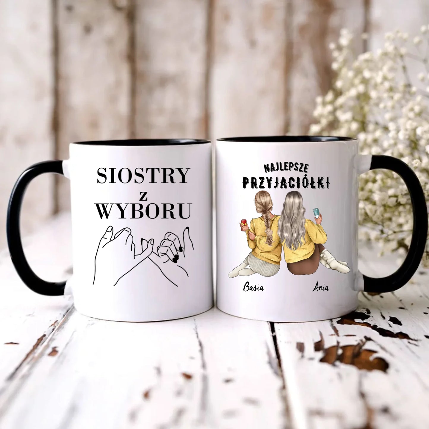 Personalizowany czarny kubek z nadrukiem na prezent