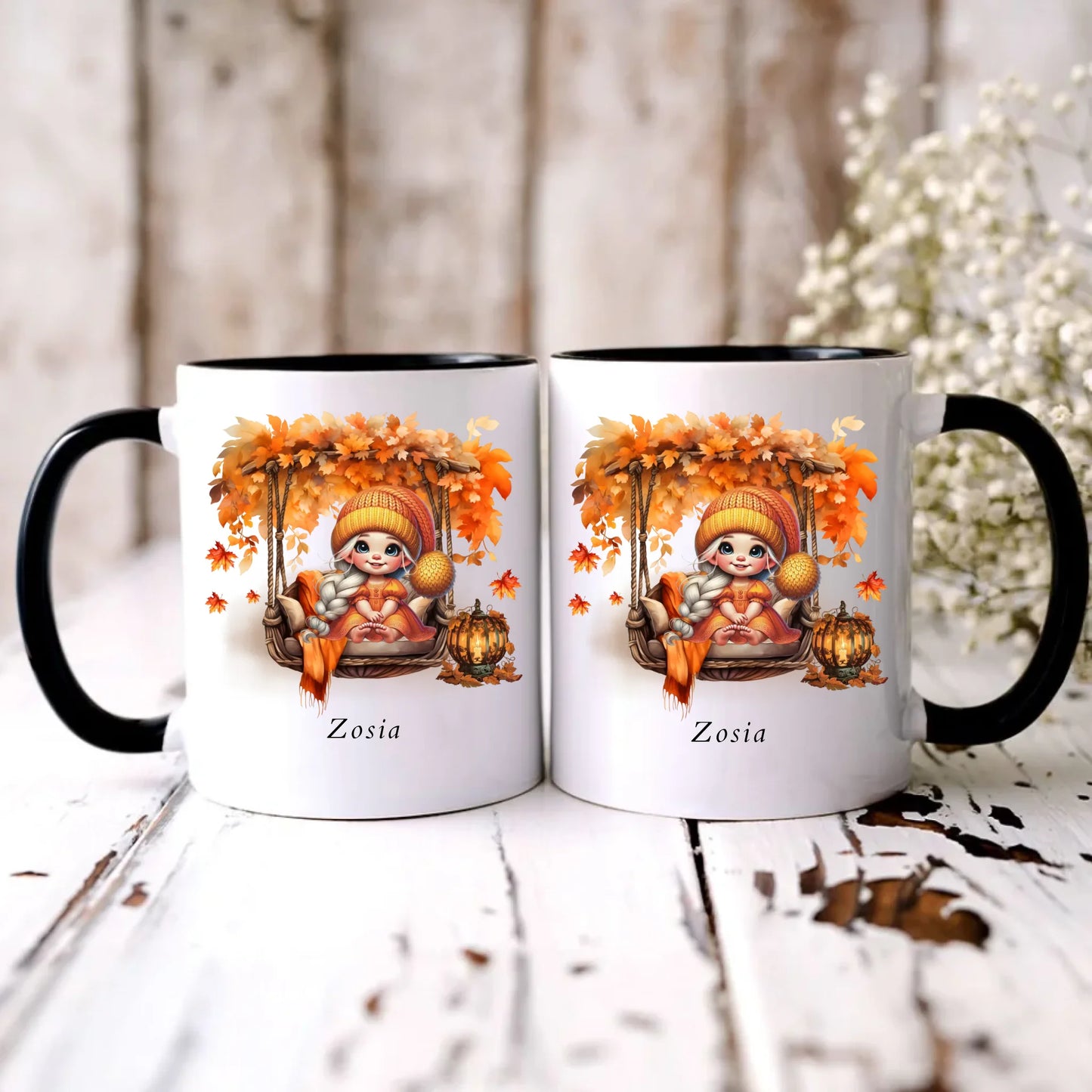 Personalizowany czarny kubek z nadrukiem na prezent