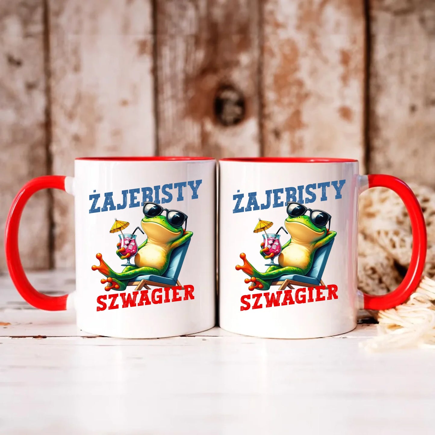 Personalizowany czerwony kubek z nadrukiem na prezent