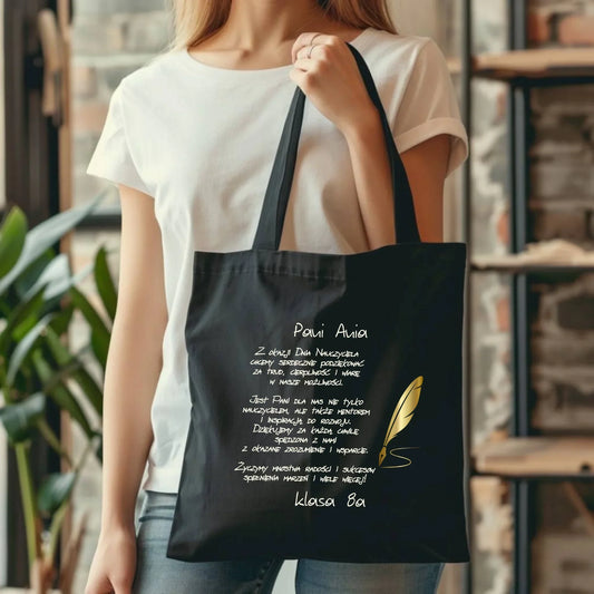 Podziękowania dla nauczyciela personalizacja | Torba dla nauczyciela N01 - StoryCups.pl