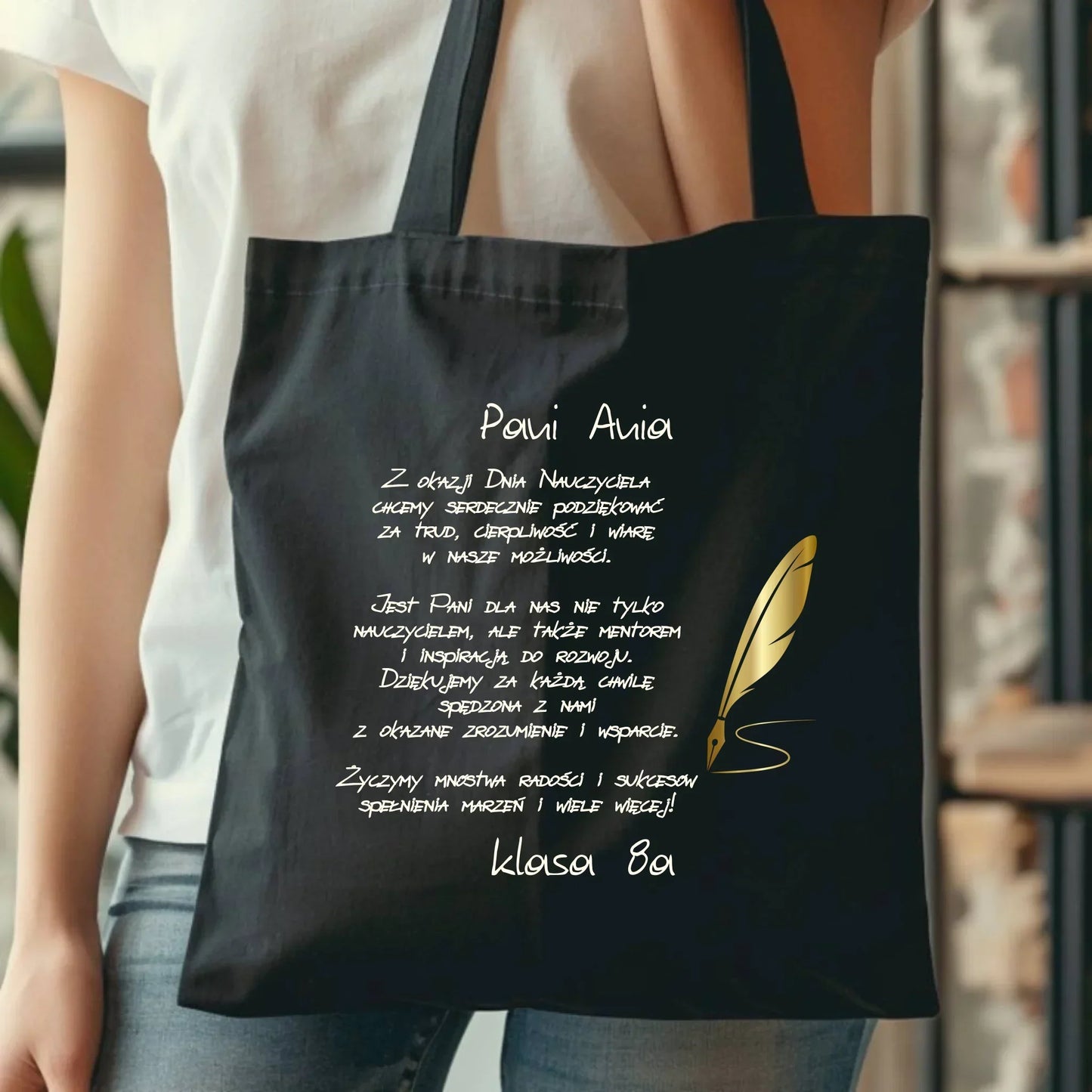 Podziękowania dla nauczyciela personalizacja | Torba dla nauczyciela N01 - StoryCups.pl