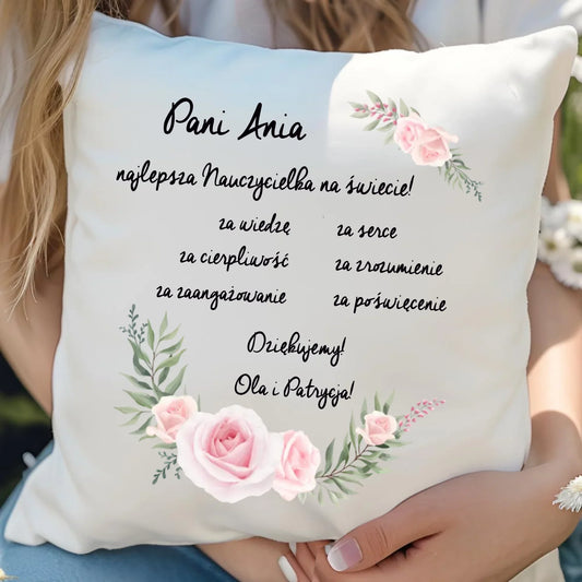 Podziękowanie dla najlepszej nauczycielki na prezent | Poduszka dla nauczyciela N05 - StoryCups.pl