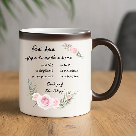 Podziękowanie dla najlepszej nauczycielki na prezent | Kubek magiczny dla nauczyciela N05 - StoryCups.pl