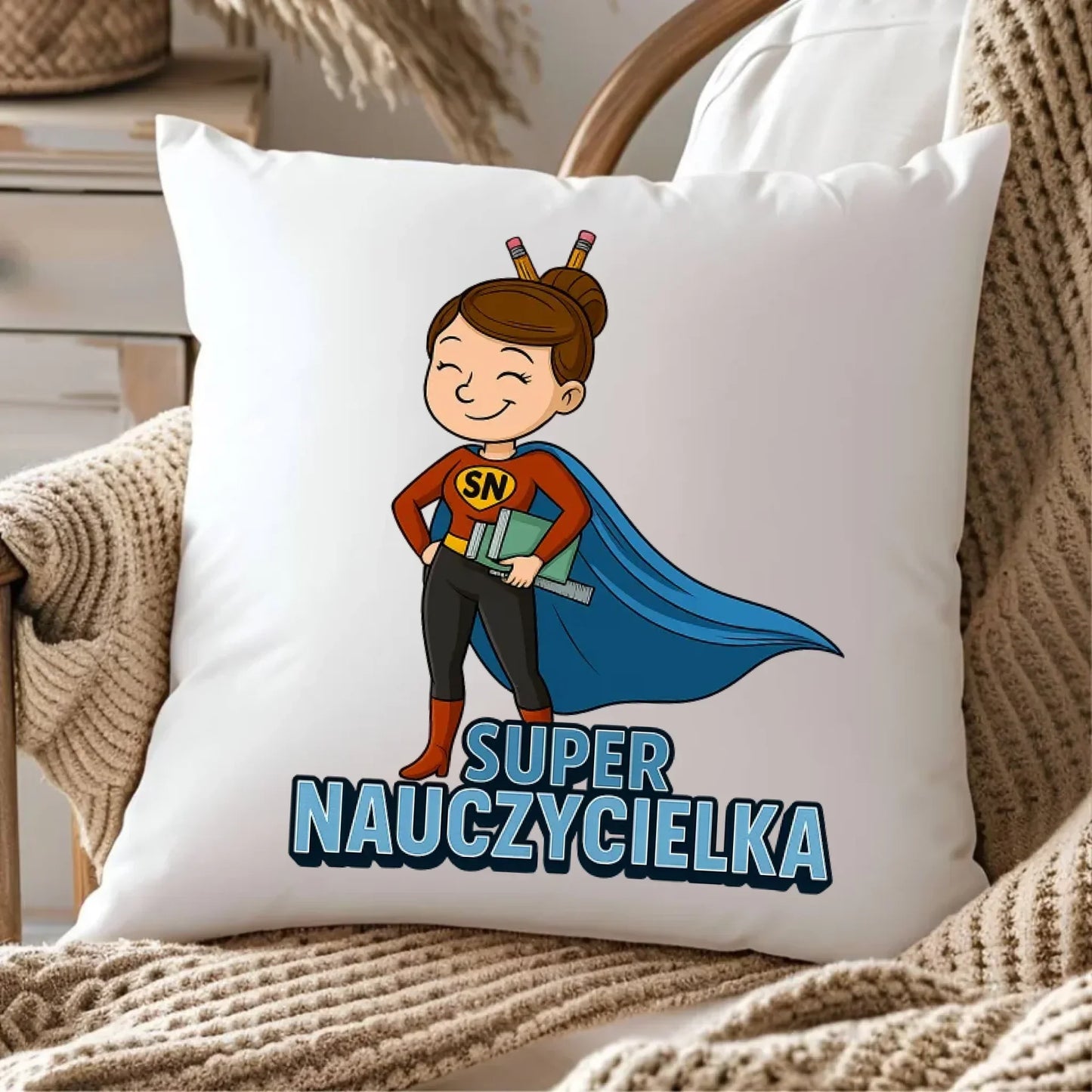 Super Nauczycielka | Poduszka prezent dla nauczycielki N08 - StoryCups.pl